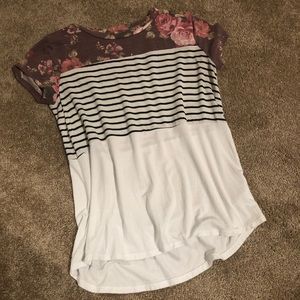 Floral & Striped Tee